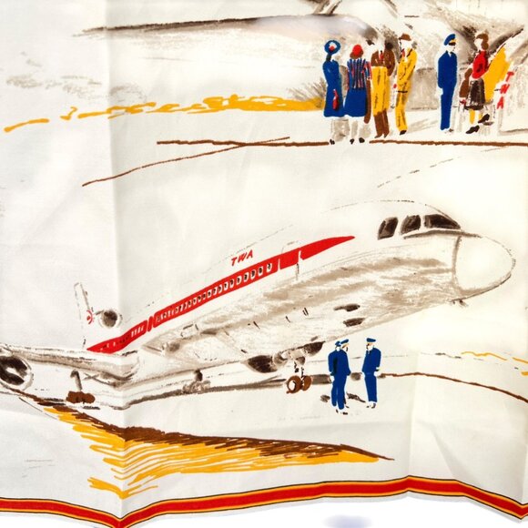 TWA Vintage "Up Up And Away" Scarf Trans World Stewardess Employee Uniform - Picture 11 of 16